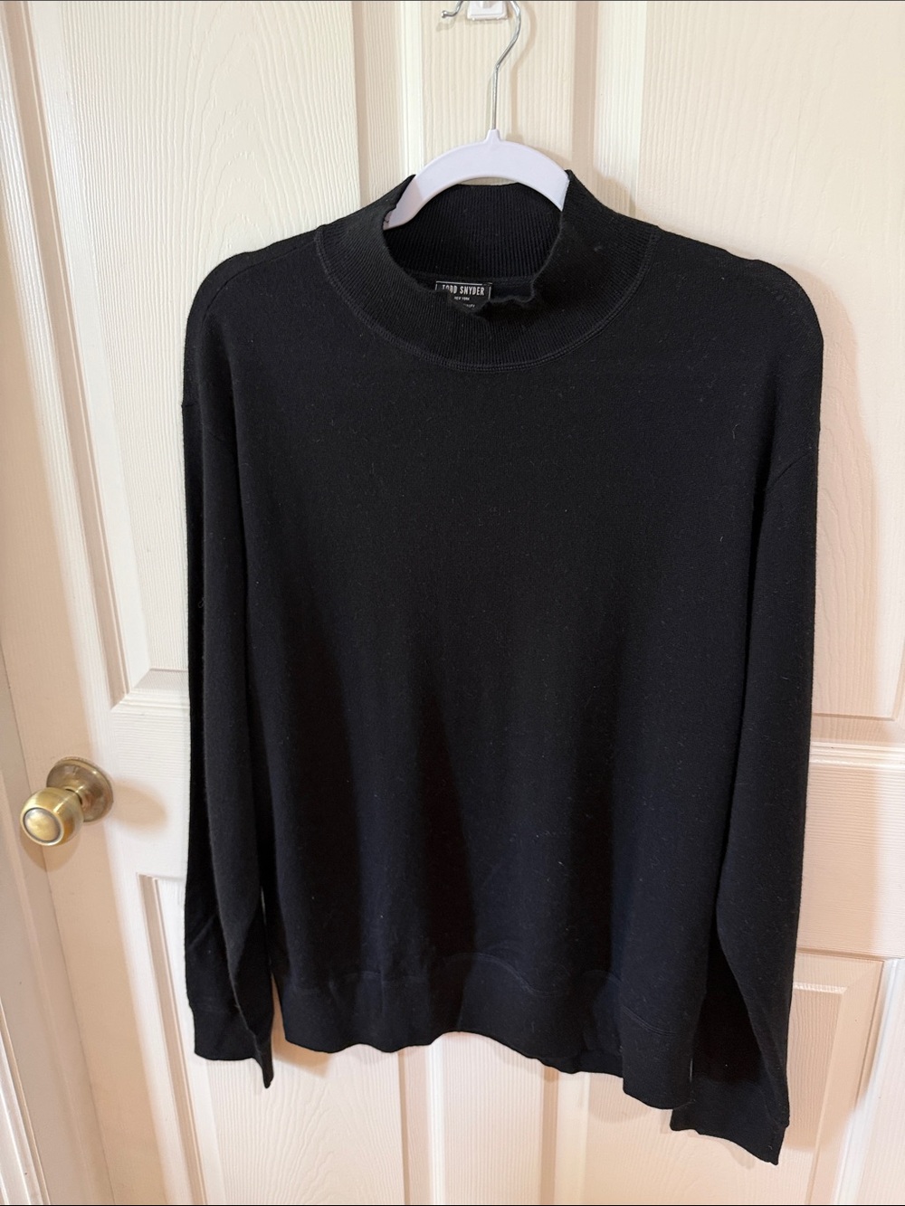 Todd Snyder Black Merino mock neck Wool Sweater Sz L.
